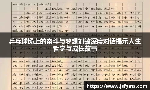 乒乓球场上的奋斗与梦想刘敏深度对话揭示人生哲学与成长故事
